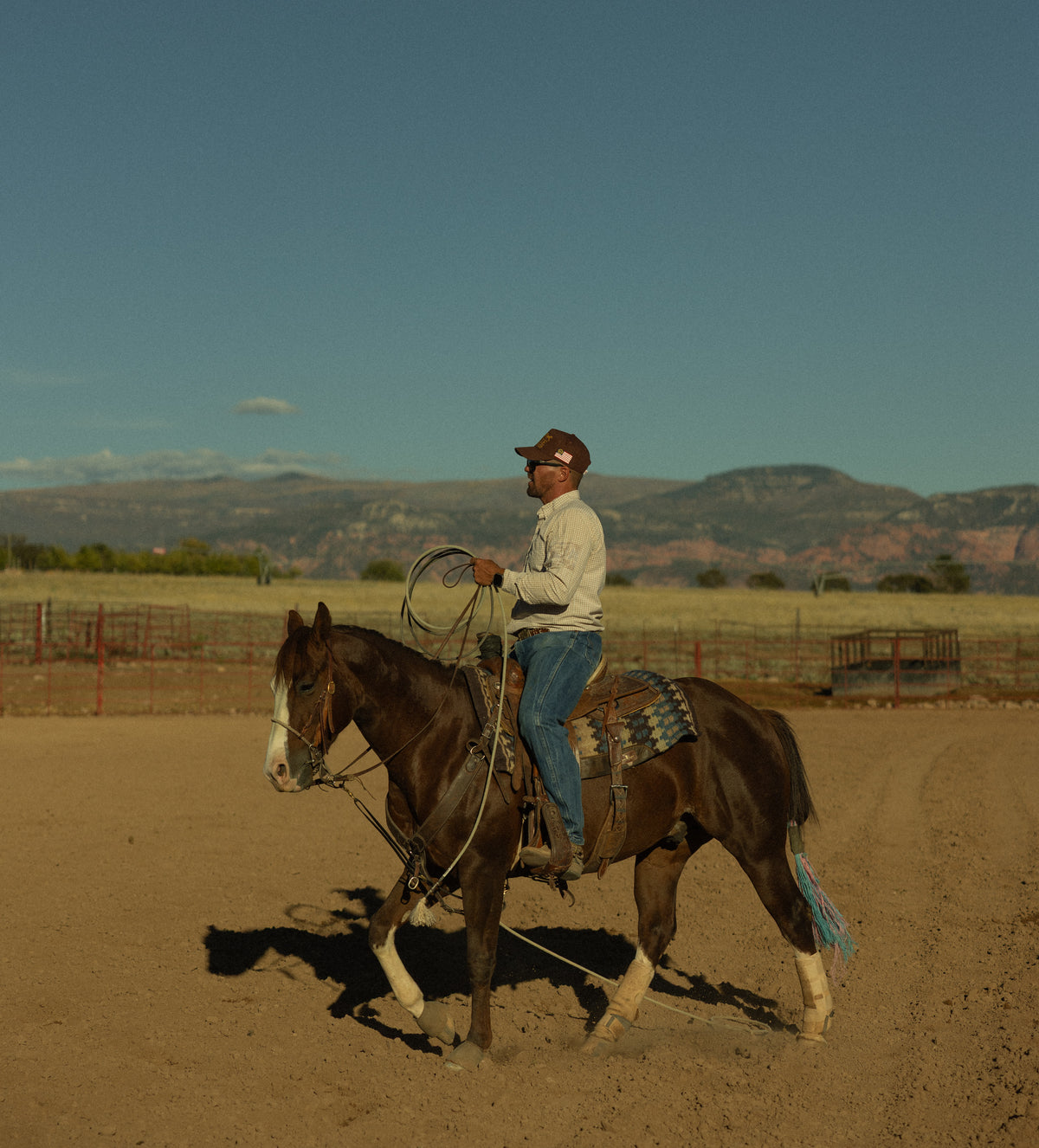 Bull River Supply rider with a rope in an arena